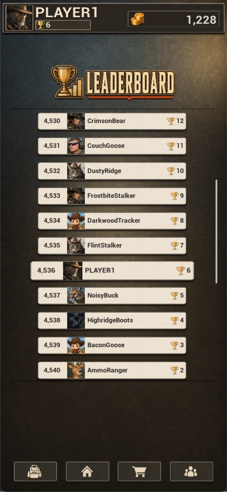 Equipment progression screen